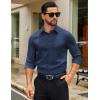 COOFANDY Mens Dress Shirts Long Sleeve Button Down Shirts Regular Fit Business Casual Shirts(Navy Blue)