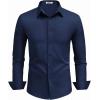 COOFANDY Mens Dress Shirts Long Sleeve Button Down Shirts Regular Fit Business Casual Shirts(Navy Blue)