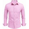 COOFANDY Mens Dress Shirts Long Sleeve Button Down Shirts Regular Fit Business Casual Shirts(Pink)