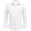 COOFANDY Mens Dress Shirts Long Sleeve Button Down Shirts Regular Fit Business Casual Shirts(White)