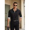 COOFANDY Mens Dress Shirts Long Sleeve Button Down Shirts Untucked Wrinkle-Free Business Casual Shirts(Black-white)