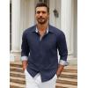 COOFANDY Mens Dress Shirts Long Sleeve Button Down Shirts Untucked Wrinkle-Free Business Casual Shirts(Navy Blue)