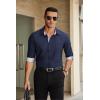 COOFANDY Mens Dress Shirts Long Sleeve Button Down Shirts Untucked Wrinkle-Free Business Casual Shirts(Navy Blue)