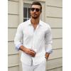 COOFANDY Mens Dress Shirts Long Sleeve Button Down Shirts Untucked Wrinkle-Free Business Casual Shirts(White-black)