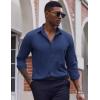 COOFANDY Men’s Dress Shirts Long Sleeve Casual Button Down Shirt Solid Regular Fit Formal Business Shirts(Dark Blue)