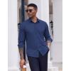 COOFANDY Men’s Dress Shirts Long Sleeve Casual Button Down Shirt Solid Regular Fit Formal Business Shirts(Dark Blue)
