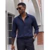COOFANDY Men’s Dress Shirts Long Sleeve Casual Button Down Shirt Solid Regular Fit Formal Business Shirts(Navy Blue)