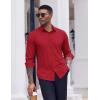 COOFANDY Men’s Dress Shirts Long Sleeve Casual Button Down Shirt Solid Regular Fit Formal Business Shirts(Red)