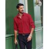 COOFANDY Men’s Dress Shirts Long Sleeve Casual Button Down Shirt Solid Regular Fit Formal Business Shirts(Red)