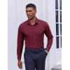COOFANDY Men’s Dress Shirts Long Sleeve Casual Button Down Shirt Solid Regular Fit Formal Business Shirts(Wine Red)