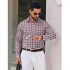 COOFANDY Mens Dress Shirts Long Sleeve Plaid Cotton Button Down Shirts Wrinkle Free Business Casual Shirt(Blue Orange Plaid)