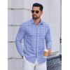 COOFANDY Mens Dress Shirts Long Sleeve Plaid Cotton Button Down Shirts Wrinkle Free Business Casual Shirt(Blue White Plaid)