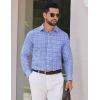 COOFANDY Mens Dress Shirts Long Sleeve Plaid Cotton Button Down Shirts Wrinkle Free Business Casual Shirt(Blue White Plaid)