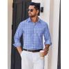 COOFANDY Mens Dress Shirts Long Sleeve Plaid Cotton Button Down Shirts Wrinkle Free Business Casual Shirt(Blue White Plaid)