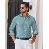 COOFANDY Mens Dress Shirts Long Sleeve Plaid Cotton Button Down Shirts Wrinkle Free Business Casual Shirt(Blue Yellow Plaid)