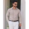 COOFANDY Mens Dress Shirts Long Sleeve Plaid Cotton Button Down Shirts Wrinkle Free Business Casual Shirt(Khaki Plaid)