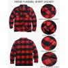 COOFANDY Men’s Flannel Jacket Plaid Shirt Jackets Fleece Shacket Long Sleeve Button Down Fall Thick Warm Outwear(Buffalo Red Plaid)