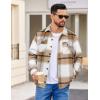 COOFANDY Men’s Flannel Jacket Plaid Shirt Jackets Fleece Shacket Long Sleeve Button Down Fall Thick Warm Outwear(Khaki Block)