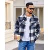 COOFANDY Men’s Flannel Jacket Plaid Shirt Jackets Fleece Shacket Long Sleeve Button Down Fall Thick Warm Outwear(Navy Block)