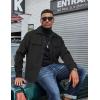 COOFANDY Men’s Flannel Jacket Plaid Shirt Jackets Fleece Shacket Long Sleeve Button Down Fall Thick Warm Outwear(Pure Black)