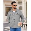 COOFANDY Men’s Flannel Jacket Plaid Shirt Jackets Fleece Shacket Long Sleeve Button Down Fall Thick Warm Outwear(Pure Grey)