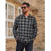 COOFANDY Mens Flannel Plaid Shirts Long Sleeve Casual Button Down Cotton Shirt with Pocket(Black Grey Plaid)
