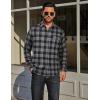 COOFANDY Mens Flannel Plaid Shirts Long Sleeve Casual Button Down Cotton Shirt with Pocket(Black Grey Plaid)
