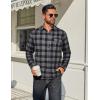 COOFANDY Mens Flannel Plaid Shirts Long Sleeve Casual Button Down Cotton Shirt with Pocket(Black Grey Plaid)