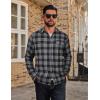 COOFANDY Mens Flannel Plaid Shirts Long Sleeve Casual Button Down Cotton Shirt with Pocket(Black Grey Plaid)