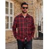 COOFANDY Mens Flannel Plaid Shirts Long Sleeve Casual Button Down Cotton Shirt with Pocket(Black Red Plaid)