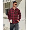 COOFANDY Mens Flannel Plaid Shirts Long Sleeve Casual Button Down Cotton Shirt with Pocket(Black Red Plaid)