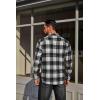 COOFANDY Mens Flannel Plaid Shirts Long Sleeve Casual Button Down Cotton Shirt with Pocket(Black White Plaid)