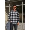 COOFANDY Mens Flannel Plaid Shirts Long Sleeve Casual Button Down Cotton Shirt with Pocket(Black White Plaid)