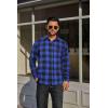 COOFANDY Mens Flannel Plaid Shirts Long Sleeve Casual Button Down Cotton Shirt with Pocket(Blue Black Plaid)