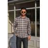 COOFANDY Mens Flannel Plaid Shirts Long Sleeve Casual Button Down Cotton Shirt with Pocket(Brown White Plaid)