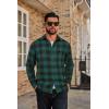 COOFANDY Mens Flannel Plaid Shirts Long Sleeve Casual Button Down Cotton Shirt with Pocket(Green Black Plaid)
