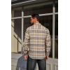 COOFANDY Mens Flannel Plaid Shirts Long Sleeve Casual Button Down Cotton Shirt with Pocket(Khaki Black Plaid)