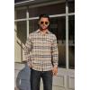 COOFANDY Mens Flannel Plaid Shirts Long Sleeve Casual Button Down Cotton Shirt with Pocket(Khaki Black Plaid)