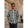 COOFANDY Mens Flannel Plaid Shirts Long Sleeve Casual Button Down Cotton Shirt with Pocket(Navy Green Plaid)