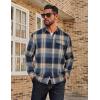 COOFANDY Mens Flannel Plaid Shirts Long Sleeve Casual Button Down Cotton Shirt with Pocket(Navy Khaki Plaid)