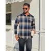 COOFANDY Mens Flannel Plaid Shirts Long Sleeve Casual Button Down Cotton Shirt with Pocket(Navy Khaki Plaid)