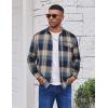 COOFANDY Mens Flannel Plaid Shirts Long Sleeve Casual Button Down Cotton Shirt with Pocket(Navy Khaki Plaid)