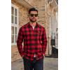 COOFANDY Mens Flannel Plaid Shirts Long Sleeve Casual Button Down Cotton Shirt with Pocket(Red Black Plaid)