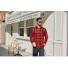 COOFANDY Mens Flannel Plaid Shirts Long Sleeve Casual Button Down Cotton Shirt with Pocket(Red Black Plaid)