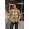 COOFANDY Mens Flannel Plaid Shirts Long Sleeve Casual Button Down Cotton Shirt with Pocket(Yellow Navy Plaid)