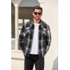 COOFANDY Men’s Flannel Shirt Jackets Quilted Lined Plaid Jacket Long Sleeve Button Down Thick Winter Outwear Shackets(Black)