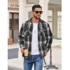 COOFANDY Men’s Flannel Shirt Jackets Quilted Lined Plaid Jacket Long Sleeve Button Down Thick Winter Outwear Shackets(Black)