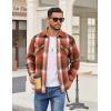 COOFANDY Men’s Flannel Shirt Jackets Quilted Lined Plaid Jacket Long Sleeve Button Down Thick Winter Outwear Shackets(Orange)