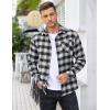 COOFANDY Men’s Flannel Shirts Long Sleeve Button Down Plaid Shirt Lightweight Shirt Jacket(Black & White)