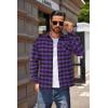 COOFANDY Men’s Flannel Shirts Long Sleeve Button Down Plaid Shirt Lightweight Shirt Jacket(Purple & Black)